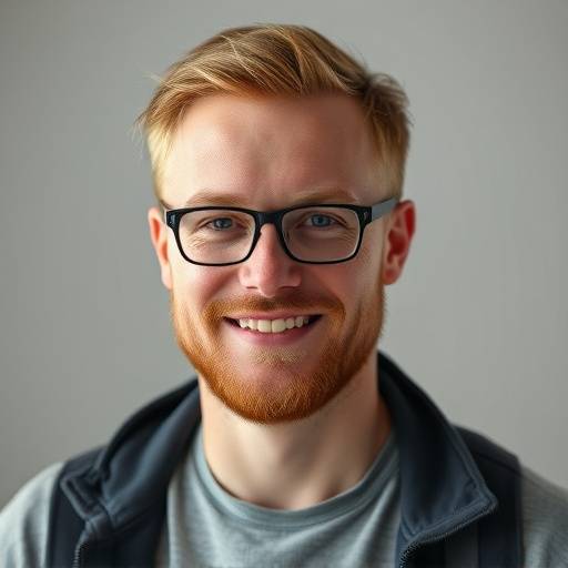 Portræt af Rasmus Jensen, assisterende fotograf ved Atelier Lysglimt, ser venlig og imødekommende ud.